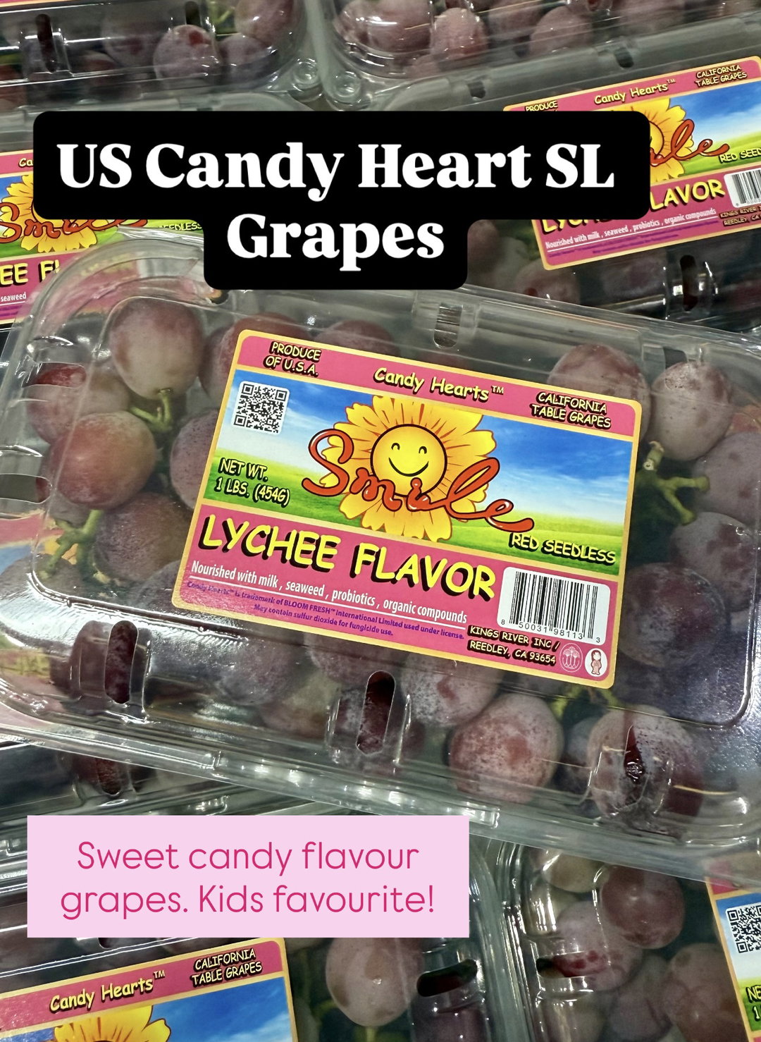 US CANDY HEART RED SL GRAPES (450g)
