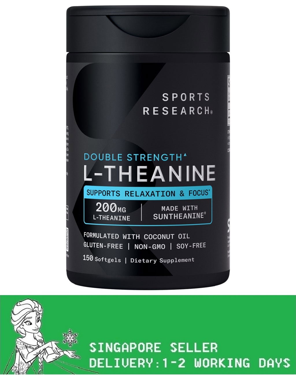 Sports Research L-Theanine Suntheanine 200 mg, 150 Softgels(Exp:08/2028)