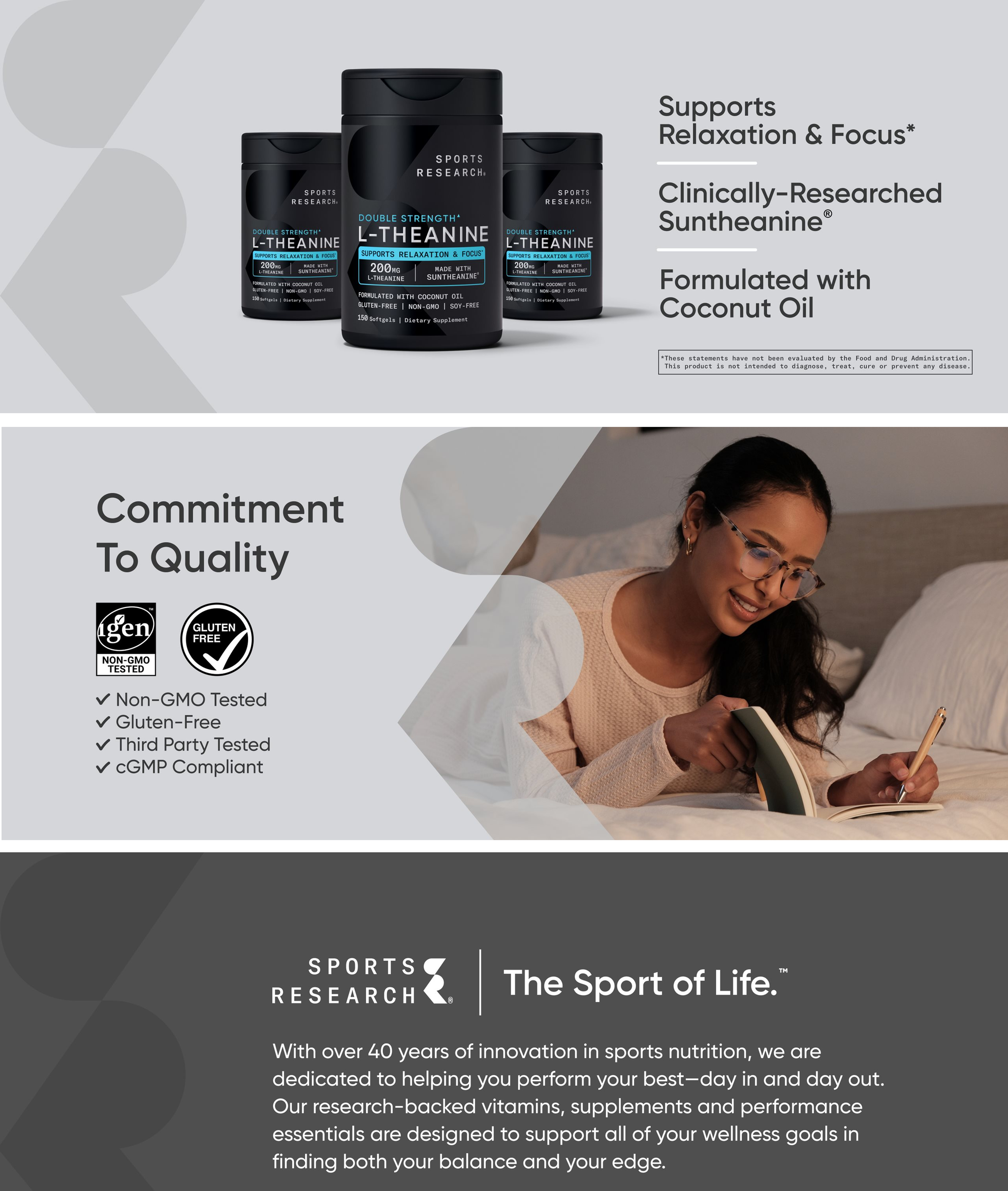 Sports Research L-Theanine Suntheanine 200 mg, 150 Softgels(Exp:08/2028)_4