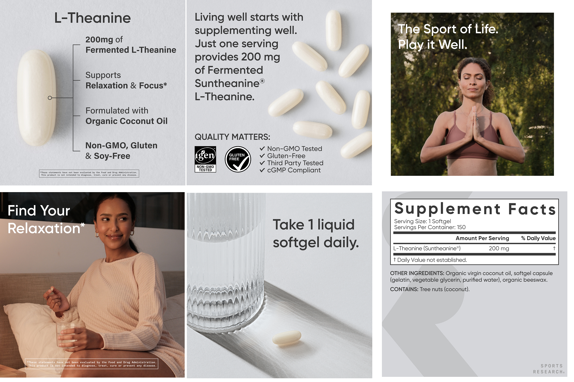 Sports Research L-Theanine Suntheanine 200 mg, 150 Softgels(Exp:08/2028)_5