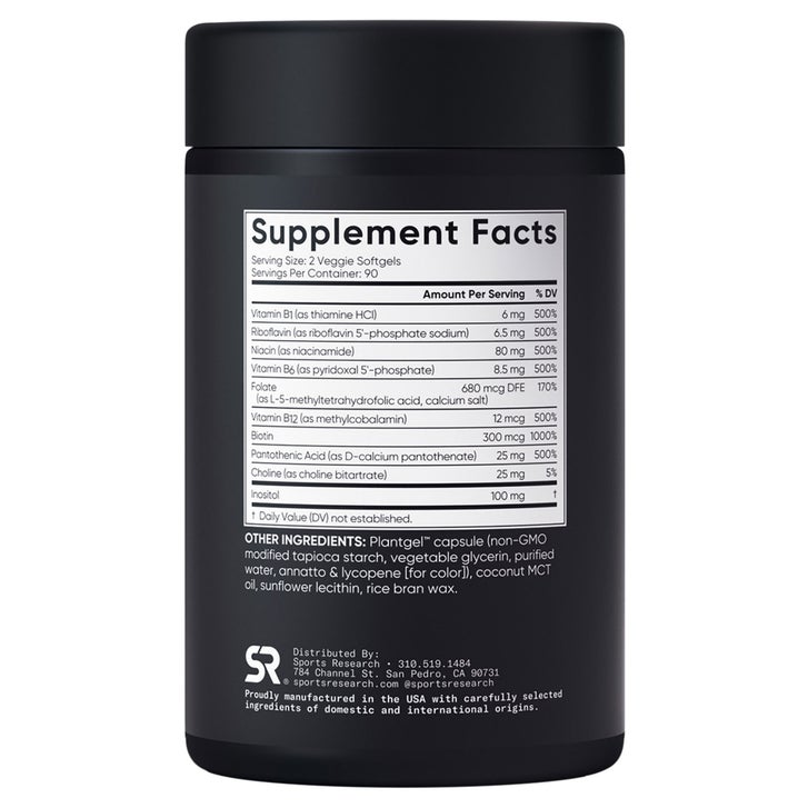 Sports Research Vitamin B Complex, 180 Veggie Soft Gels(Exp:11/2028)_2