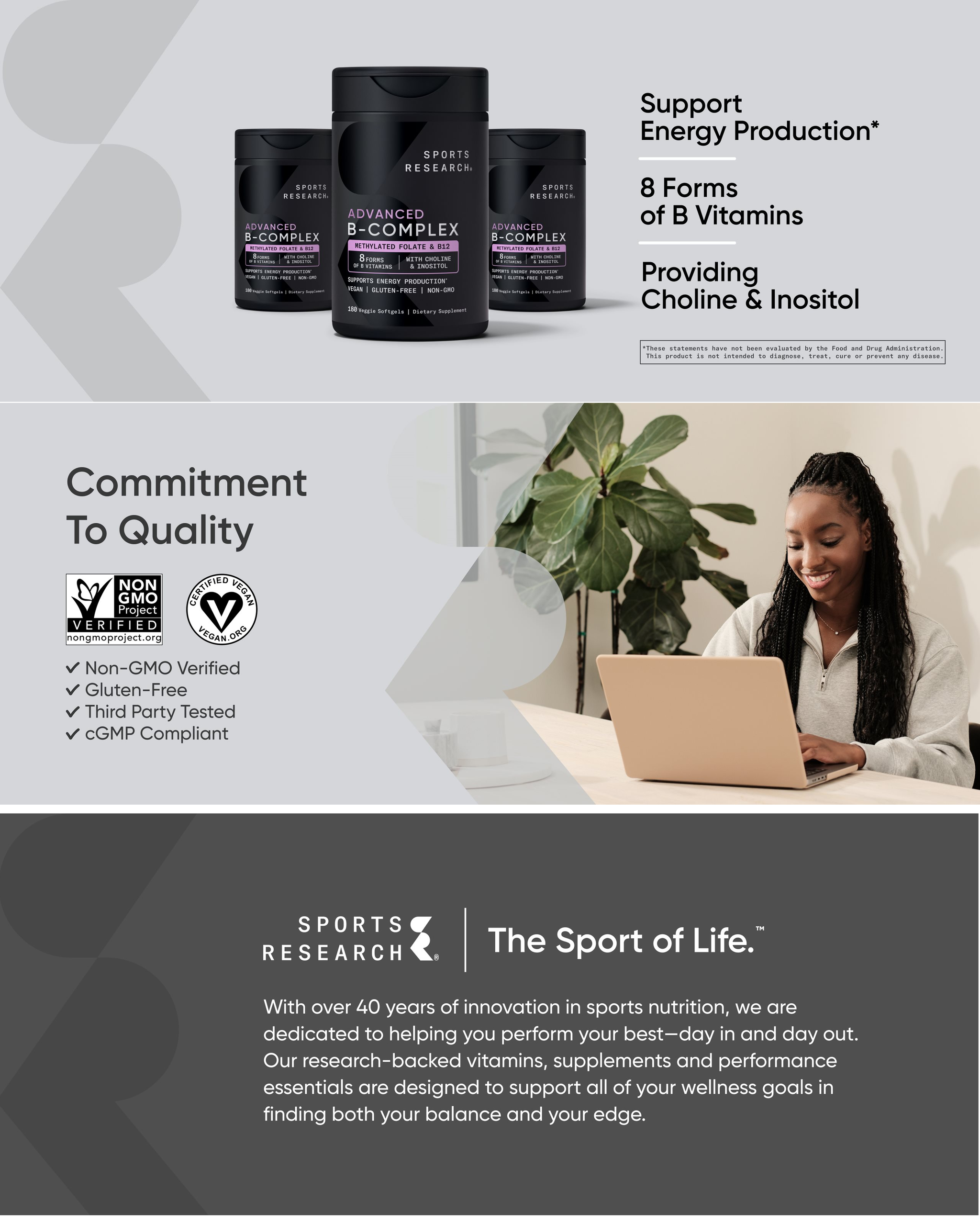 Sports Research Vitamin B Complex, 180 Veggie Soft Gels(Exp:11/2028)_4