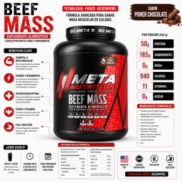 Meta Nutrition Beef Mass, 16 - 20 servicios (aprox)