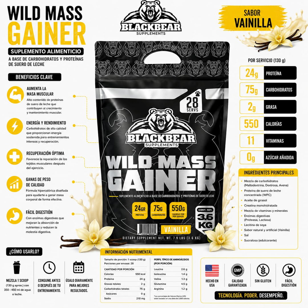 Black Bear Wild Mass Gainer 28 servicios