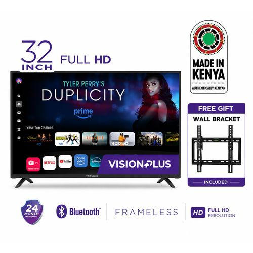 Vision Plus VP8832SW 32" Frameless HD Smart TV – Netflix/YouTube/500+ Apps, Inbuilt Decoder DVB-T2/S2, Bluetooth, Dolby Audio + Free Wall Mount (2YRS WRTY)_0