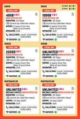 SIMPLY  UK/Europe | 30 Days | 3UK | 10GB/100GB/200GB/Unlimited 5G/4G | Local UK SIM Card