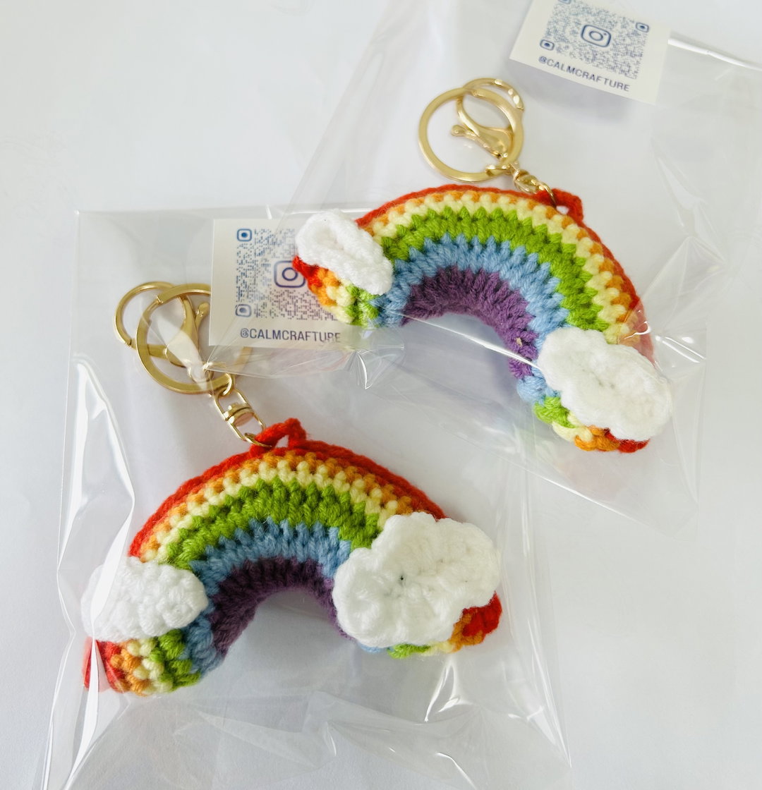 Crochet Rainbow Keychain