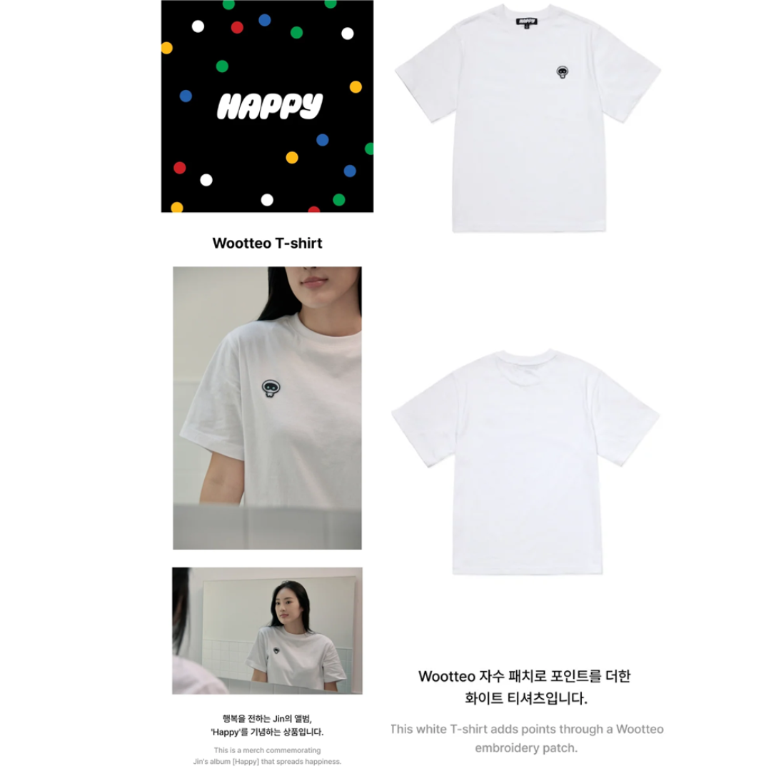 BTS JIN ‘HAPPY’ Official MD - Wootteo S/S T-shirt (WT_M&L size)_1