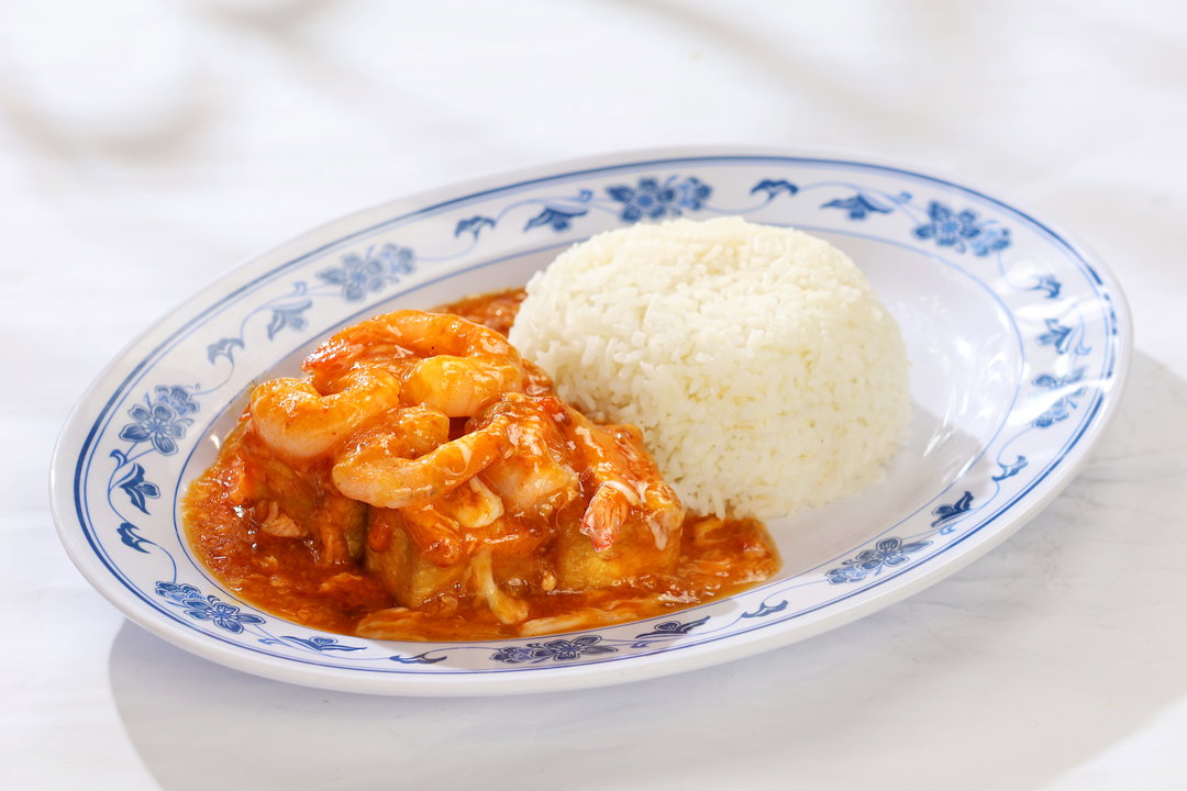 Beancurd Prawn with Rice 豆腐虾饭