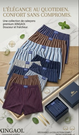 Lot de Caleçons Homme en Coton 100% Naturel 