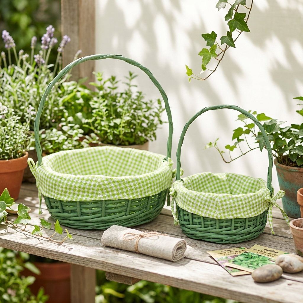 Set doua cosuri rotunde captusite cu panza si o toarta_1