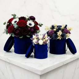 Set 3 Cutii Rotunde din Velura pentru Flori H13.5-H17