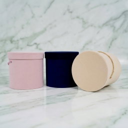 Set 3 Cutii Rotunde din Velura pentru Flori H13.5-H17
