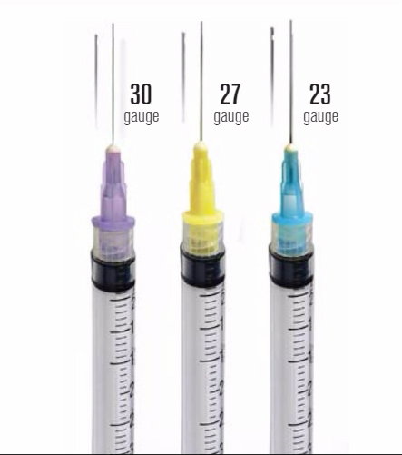 Aguja de Irrigar con Jeringa pk/100 (23G celeste-27G amarillo-30G morado