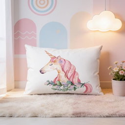 Kidsrock Sleeping Unicorn Cushion  (30 cm x 50 cm )