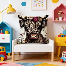 Kidsrock Highland Cow Cushion  (45 cm x 45 cm )