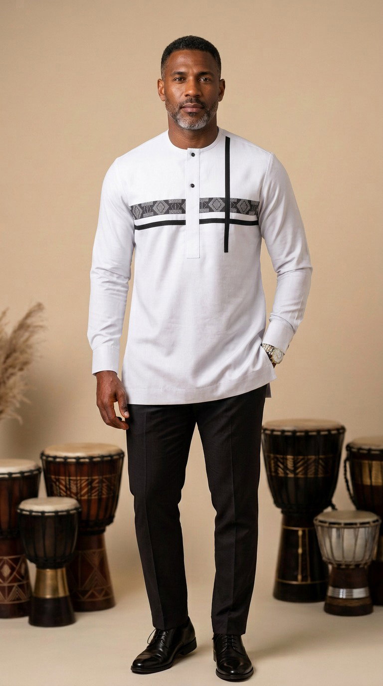 Chemise Africaine blanc M1_1