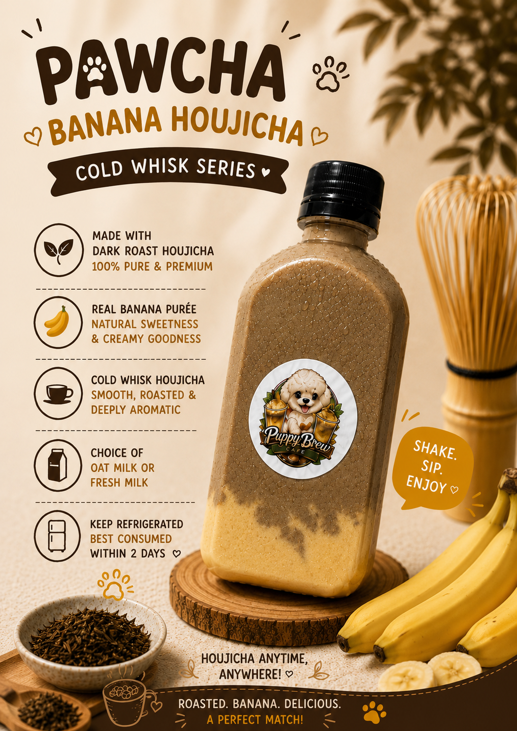 🍌 PAWCHA - Banana Houjicha