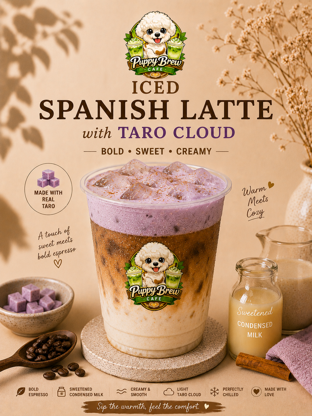 Iced Spanish latte w taro cloud_0