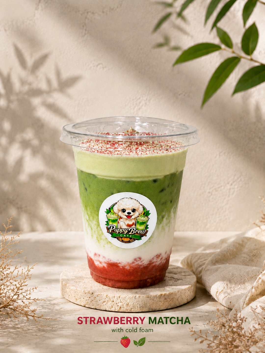 Strawberry Matcha w Vanilla Cloud