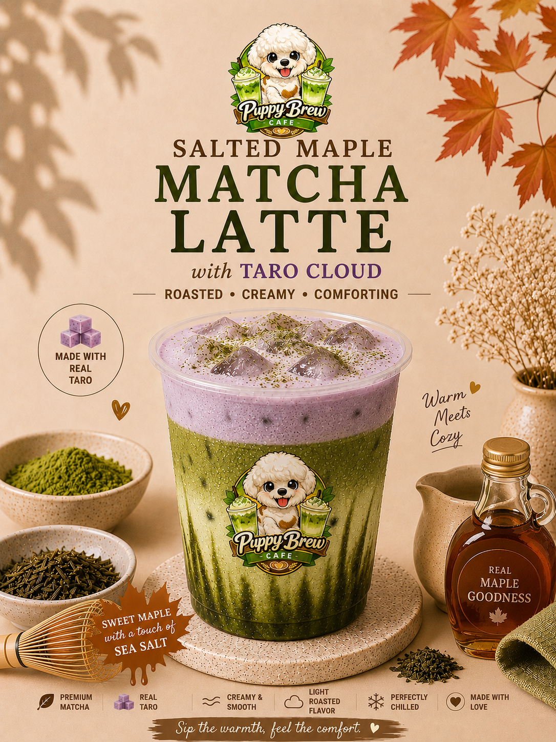 Salted Maple Matcha w taro cloud_0