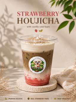 Strawberry Houjicha w Vanilla Cloud