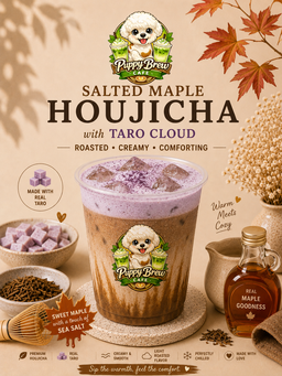 Salted Maple Houjicha w taro cloud