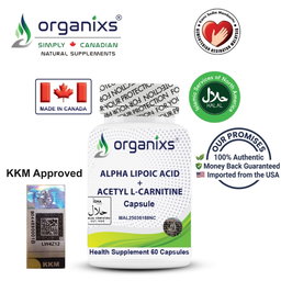 [CND] Organixs Alpha Lipoic Acid 225mg + Acetyl L-Carnitine 525mg (ALCAR) Brain Health Supplement | Halal | Plant-Based | 60 Capsules