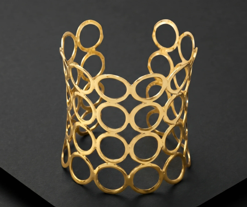   Anti-Tarnish Open Circle Statement Cuff | Bracelet | Adjustable Size
