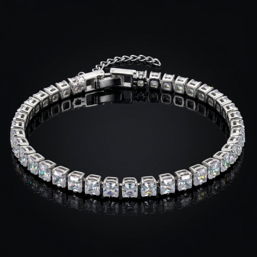  Anti-Tarnish Princess Crystal Tennis | Bracelet | Adjustable Size