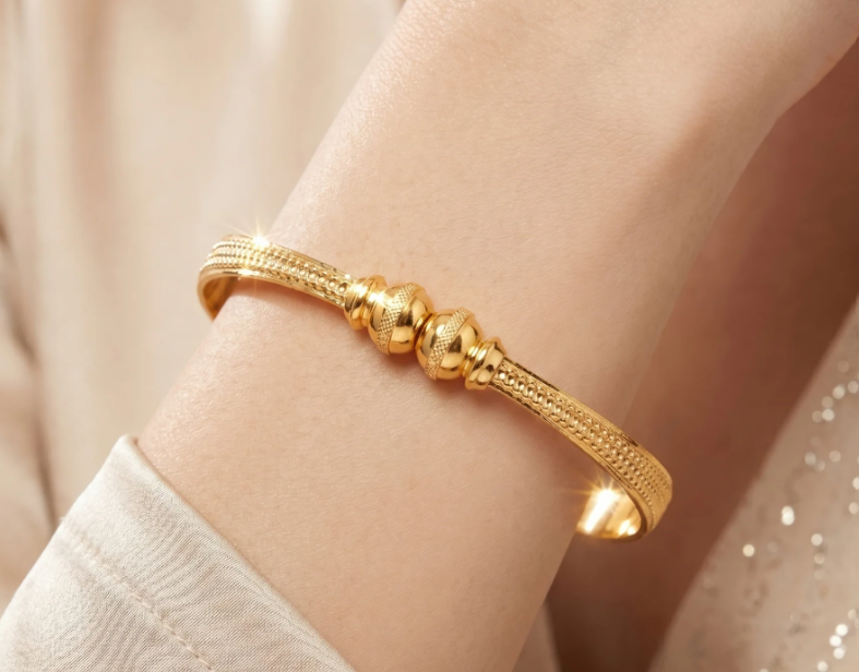  Anti-Tarnish Honeycomb Textured Kada | Bracelet | Adjustable Size_4