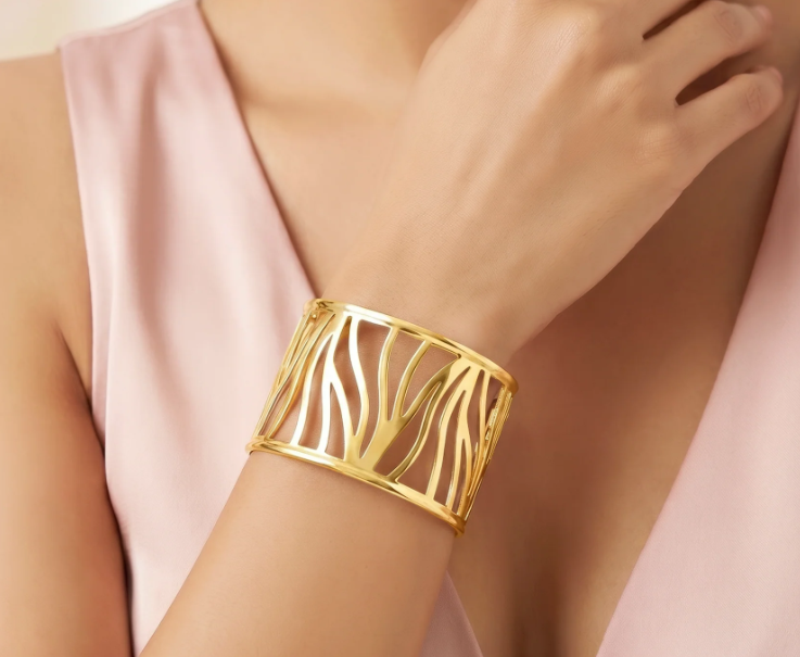  Anti-Tarnish Coral Branch Wide Cuff | Bracelet | Adjustable Size_3