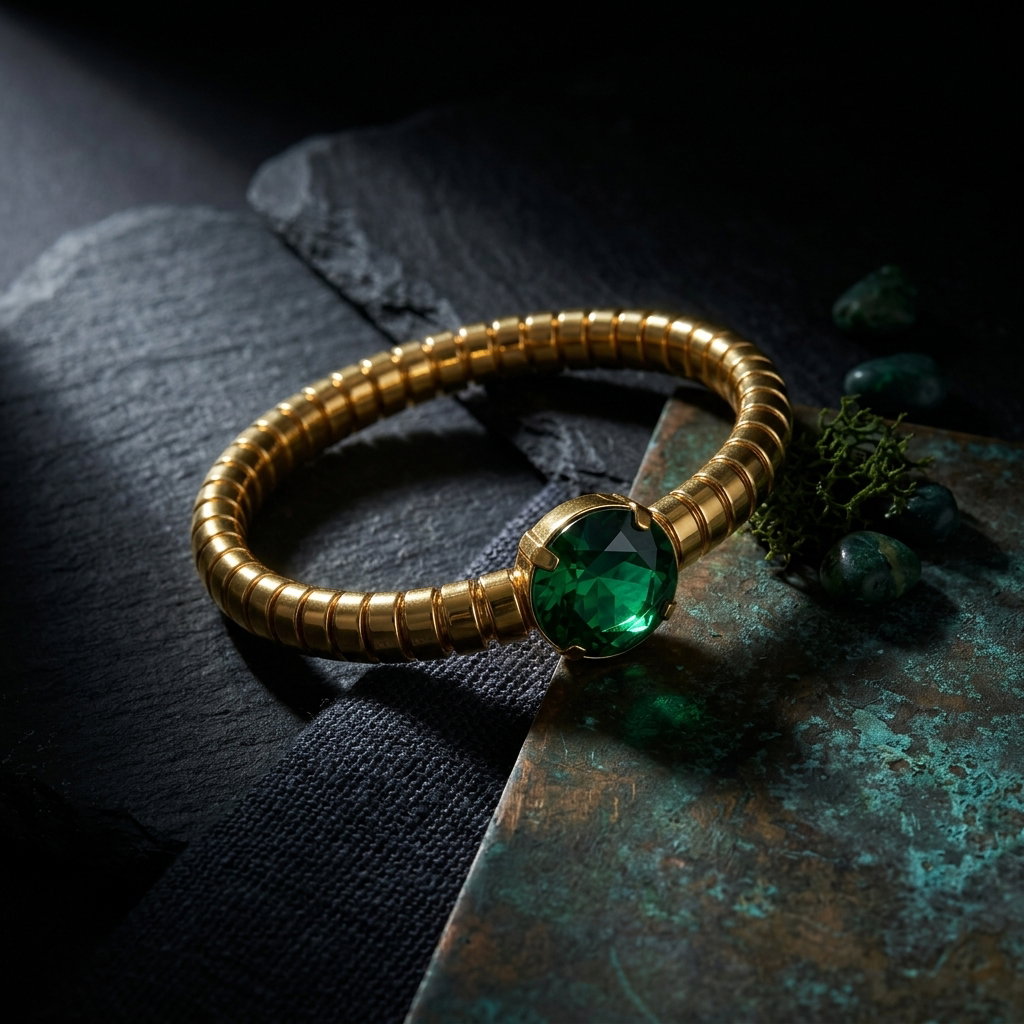  Anti-Tarnish Green Stone Bangle | Bracelet | Adjustable Size_0
