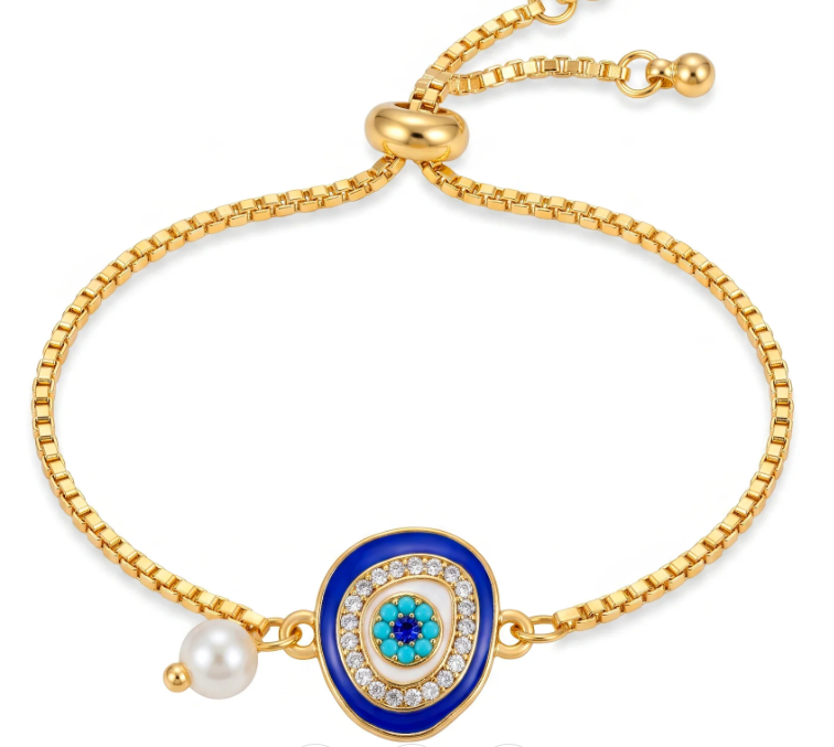  Anti-Tarnish Gold Plated Chain With Evil Eye |  Bracelet | Adjustable Size_2