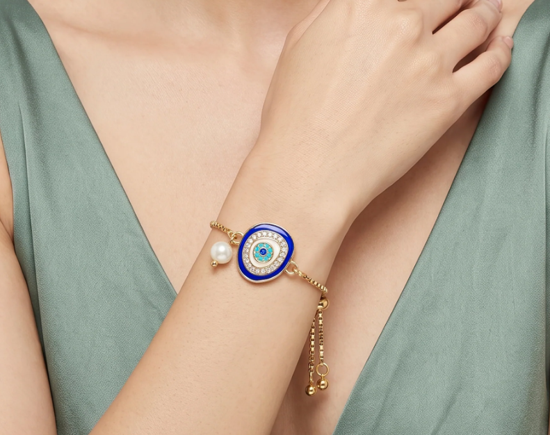  Anti-Tarnish Gold Plated Chain With Evil Eye |  Bracelet | Adjustable Size_3