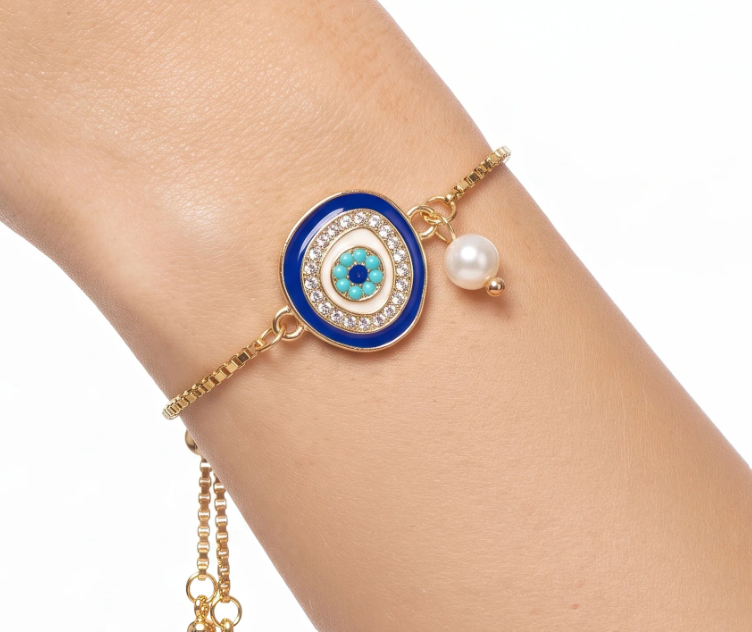  Anti-Tarnish Gold Plated Chain With Evil Eye |  Bracelet | Adjustable Size_4