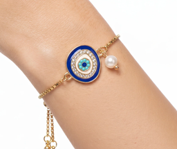  Anti-Tarnish Gold Plated Chain With Evil Eye |  Bracelet | Adjustable Size