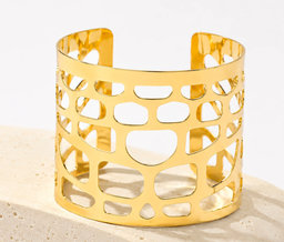  Anti-Tarnish Mosaic Cutout Wide Cuff | Bracelet | Adjustable Size