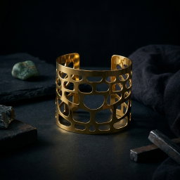  Anti-Tarnish Mosaic Cutout Wide Cuff | Bracelet | Adjustable Size