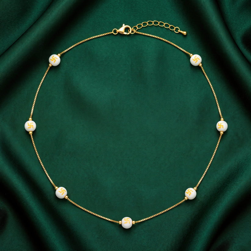 Anti-Tarnish Pattern Bead Chain | Necklace_1