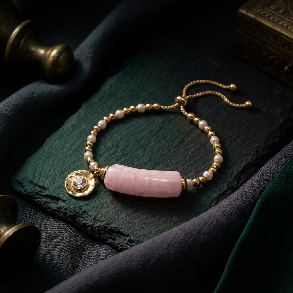  Anti-Tarnish Pink Resin Charm | Bracelet | Adjustable Size_0