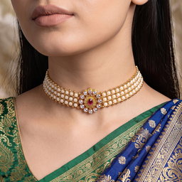 Anti-Tarnish Pearl Floral Choker | Necklace
