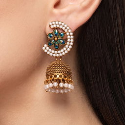  Anti-Tarnish Peacock Pearl Pair of Jhumkas | Earrings