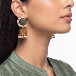  Anti-Tarnish Peacock Pearl Pair of Jhumkas | Earrings