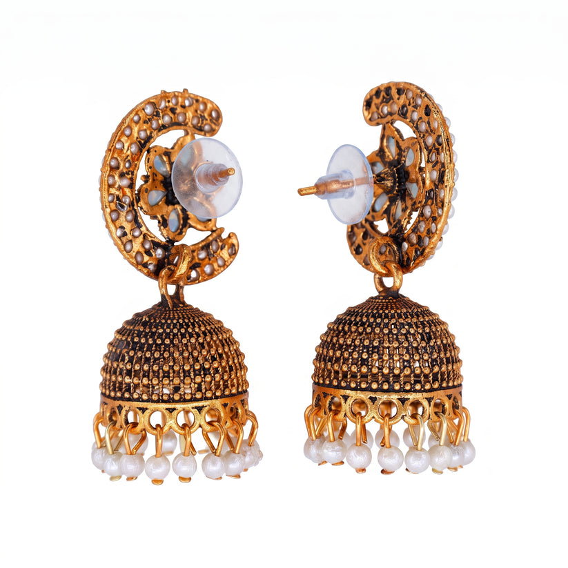  Anti-Tarnish Peacock Pearl Pair of Jhumkas | Earrings_4