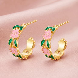 Anti-Tarnish Floral Enamel Hoops
