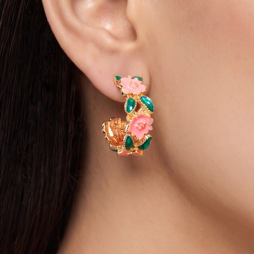 Anti-Tarnish Floral Enamel Hoops_2