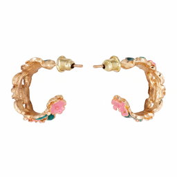 Anti-Tarnish Floral Enamel Hoops