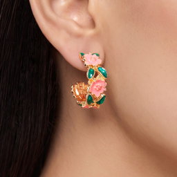 Anti-Tarnish Floral Enamel Hoops