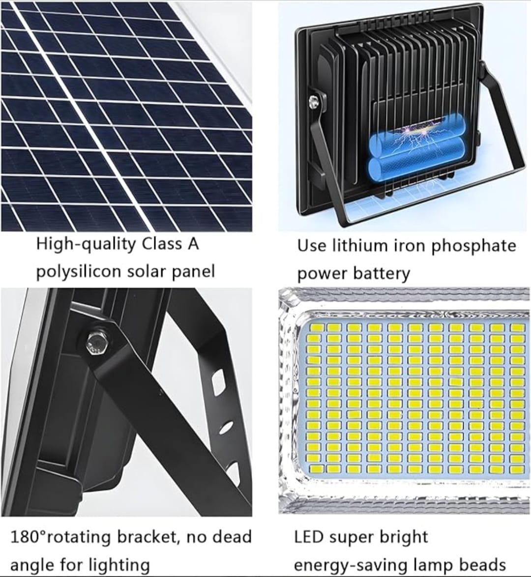 100w to 1000w Solar Flood Light Outdoor Remote, Waterproof Solar Power Security Light Auto on/off, Dusk to Dawn for Yard, Garden. (100w)_1